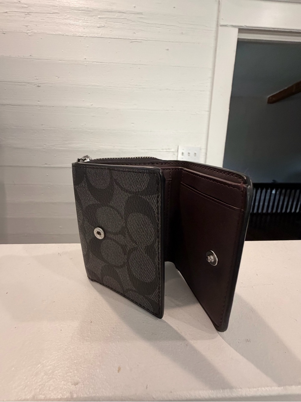 Coach Black Leather Zip Wallet with Silver Stud Detailing - Picture 2 of 5
